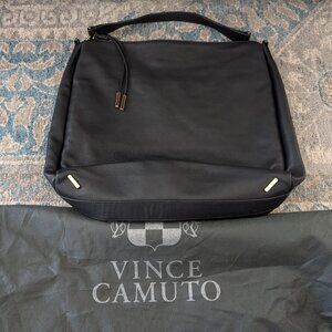 VINCE CAMUTO Josie Shoulder Bag Black Leather Hobo Zip‎ Strap Tassel Dust Bag